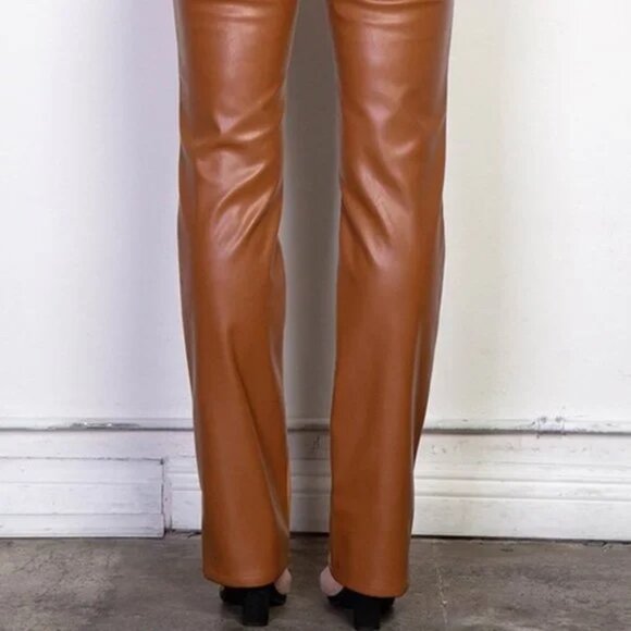 Callie Lives Contrast: Rehab Lab Vegan Slacks Colorblock Leather Pants Small - Picture 12 of 16